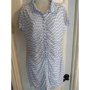 Burch And Stone Dress Blue White Checks Mini Sz XL Juniors Bust 38" Length 34"